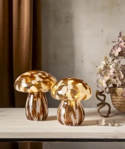 FUNGHI Glasdekoration Batteri 15cm Brun