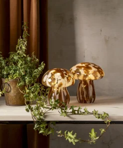 FUNGHI Glasdekoration Batteri 15cm Brun