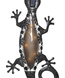 GECKO Solcellsdekoration Ödla 52cm Svart