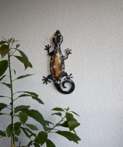 GECKO Solcellsdekoration Ödla 52cm Svart