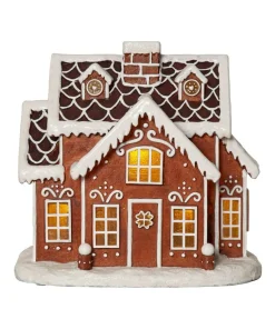 GINGERVILLE Panorama Pepparkakshus Batteri 26cm Brun