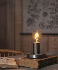 GLANS Lampfot E27 8,5cm Borstad stål