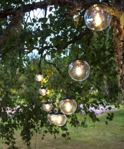 GLOBE Solcells-ljusslinga 210cm Svart