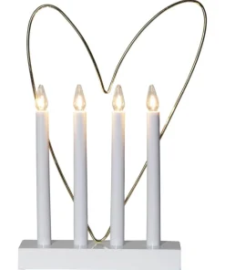 GLOSSY HEART Ljusstake 37cm Vit