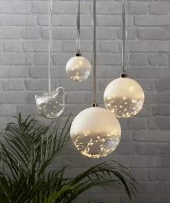 GLOW Glaskula 10cm 15LED Frostad
