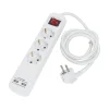 GRENUTTAG 3 Uttag + USB 31cm Vit