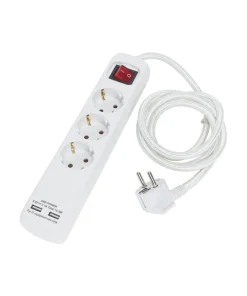 GRENUTTAG 3 Uttag + USB 31cm Vit