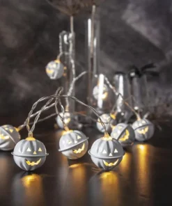 HALLOWEEN Ljusslinga Batteri 1,35m 10LED Varmvit/Vit