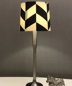 HERRINGBONE Lampskärm Linne 20cm Svart/Vit