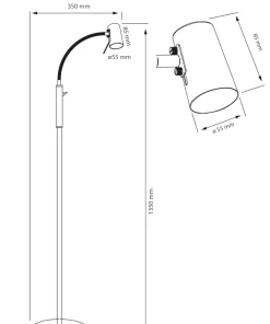 HUGIN Golvlampa 135cm Borstad Stål