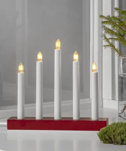 INEZ Ljusstake 24cm Vit/Röd