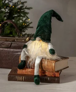 JOYLIGHT Dekorationsfigur Tomte Batteri 44cm Grön