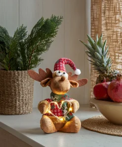 JOYLIGHT Dekorationsfigur Älg Batteri 21cm Brun