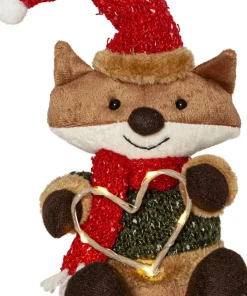 JOYLIGHT Dekorationsfigur Räv Batteri 21cm Brun
