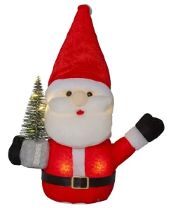 JOYLIGHT Dekorationsfigur Jultomte Batteri 26cm Röd