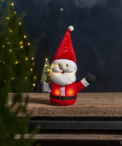 JOYLIGHT Dekorationsfigur Jultomte Batteri 26cm Röd