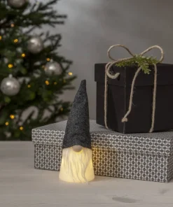 JOYLIGHT Dekorationsfigur Tomte Batteri 18cm Svart