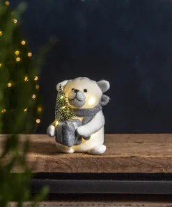 JOYLIGHT Dekorationsfigur Isbjörn Batteri 20cm Vit