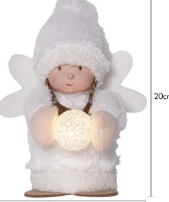 JOYLIGHT Dekorationsfigur Ängel Batteri 20cm Vit