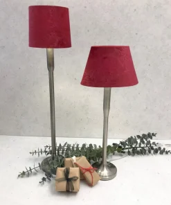 LAMPSKÄRM Sammet 22/14cm Vinröd