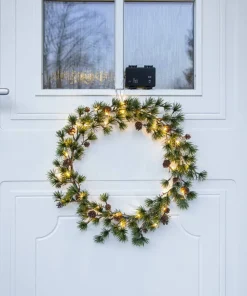 LARIX Krans Batteri 40cm 30LED Grön