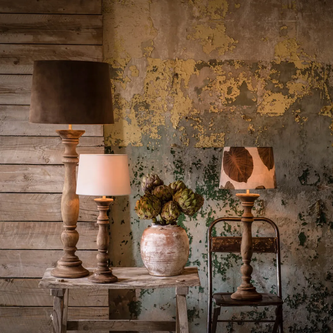 LODGE Lampfot 63cm Vintage Brun