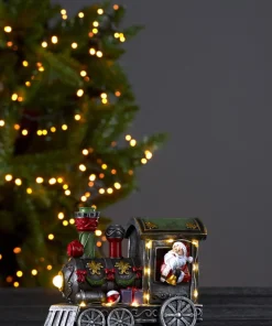 LOKE Dekorationståg med Tomte 11LED 18cm Flerfärgad
