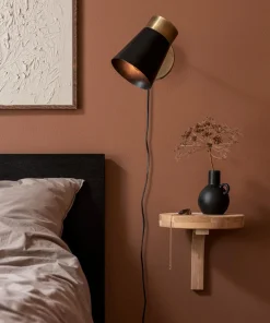 LUNA Vägglampa 30cm Antikmässing/Svart