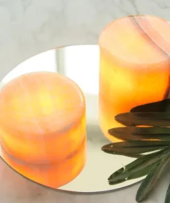 MARBLE S Bordsljus Äkta Marmor 8x4cm Amber