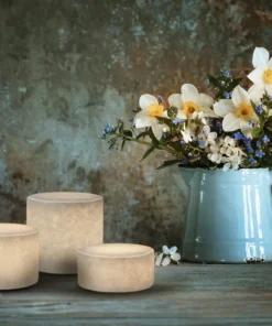 MARBLE Silkesmatt Bordsljus Äkta Marmor 8x4cm Vit