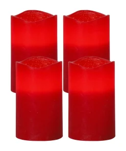 MAY LED-Blockljus 4-pack 12,5cm Röd