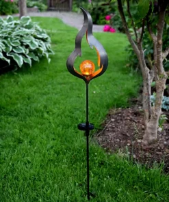 MELILLA FLAMMA Solcells-Dekoration 85cm Amber/Svart