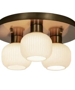 MESSINA Plafond Bad 3L 28cm Matt Mässing/Opalvit IP44