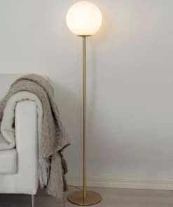 MOLEKYL Golvlampa 130cm Matt Mässing/Opalvit