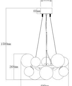 MOLEKYL Taklampa Rund 50cm Svart/Rökgrå