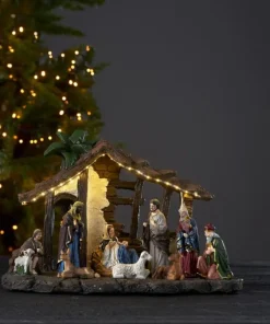 NATIVITY Panorama Krubba 19LED 37cm Flerfärgad
