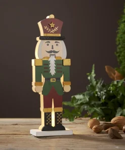 NUTCRACKER Bordsdekoration Batteri 25cm Grön/Röd