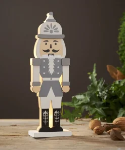 NUTCRACKER Bordsdekoration Batteri 25cm Grå/Vit