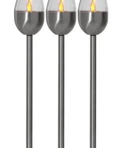 OLYMPUS Solcells-pollare 3-Pack 40cm Silver