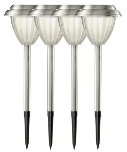 PALMA 4-PACK Solcells-Pollare 28cm Rostfritt Stål