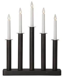 PLATE Ljusstake 5L 45cm Svart