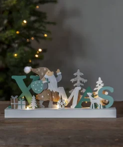 REINBEK Batteriljusstake Tomte 15cm Vit
