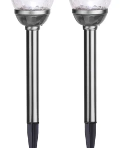 ROMA 2-PACK Solcells-Pollare 28,5cm Rostfritt Stål