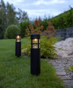 RUNDI Solcells-pollare 2-Pack 28cm Svart