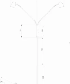 SANDNES Golvlampa dubbel 140cm Borstad Stål