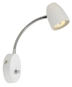 SANDNES Vägglampa 24cm Vit/Krom