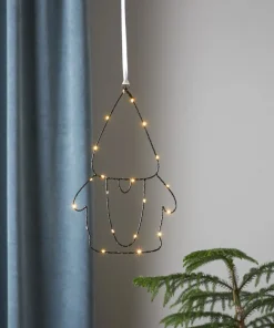 SANTA Tomtesiluett Batteri 20LED 37cm Svart