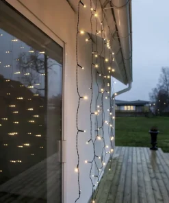 SERIE LED Ljusgardin Crispy Ice White 120L 200cm Svart