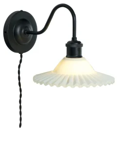SILVIA Vägglampa 29cm Svart/Opalvit