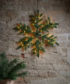 SNOWFLAKE Krans Batteri 63cm 42LED Grön IP44